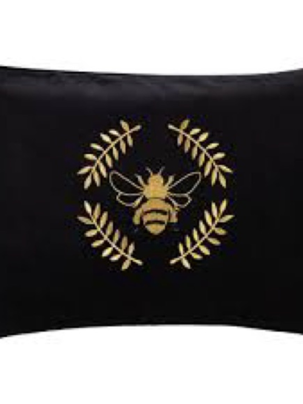 Gold Bee Black Velvet Embroidered Decorative Pillow - Home Bedding